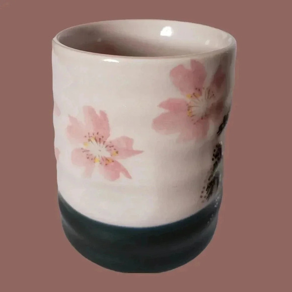 -Tea cup Japanese pottery pink and black - Picture 9 of 9